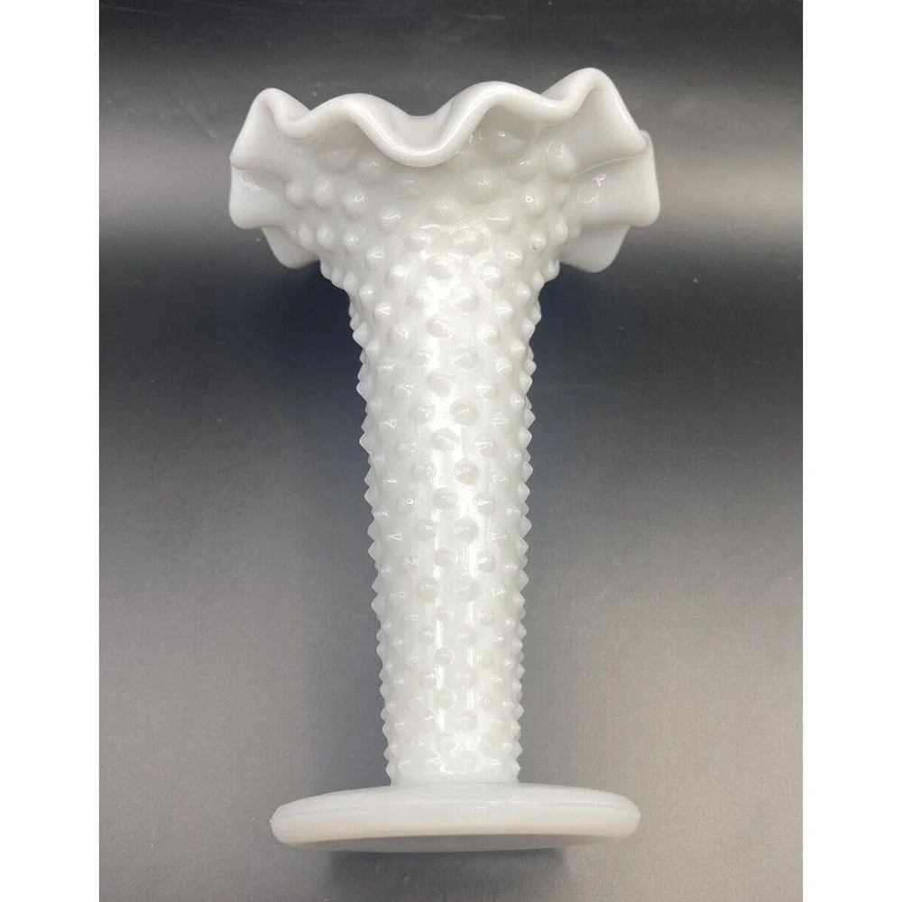 Fenton Hobnail Milkglass Jack In The Pupit Mini Vase 5 Inches